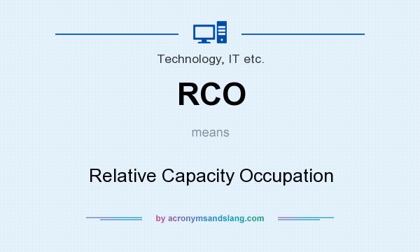What does RCO mean? It stands for Relative Capacity Occupation