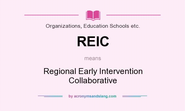 What does REIC mean? It stands for Regional Early Intervention Collaborative