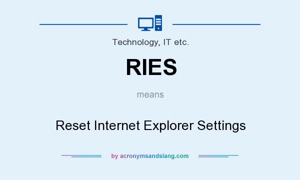 What does RIES mean? It stands for Reset Internet Explorer Settings