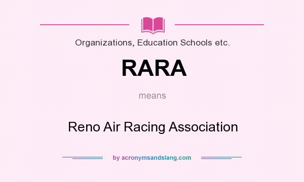 What does RARA mean? It stands for Reno Air Racing Association