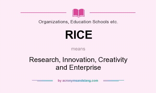 What does RICE mean? It stands for Research, Innovation, Creativity and Enterprise