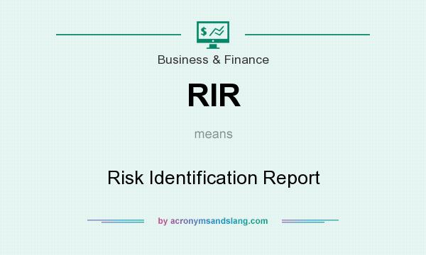 What does RIR mean? It stands for Risk Identification Report