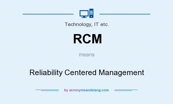 What does RCM mean? It stands for Reliability Centered Management