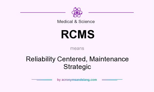 What does RCMS mean? It stands for Reliability Centered, Maintenance Strategic