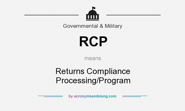 What does RCP mean? It stands for Returns Compliance Processing/Program