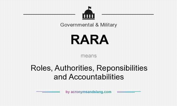 What does RARA mean? It stands for Roles, Authorities, Reponsibilities and Accountabilities