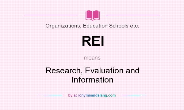 What does REI mean? It stands for Research, Evaluation and Information
