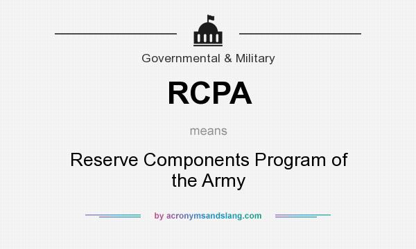 What does RCPA mean? It stands for Reserve Components Program of the Army