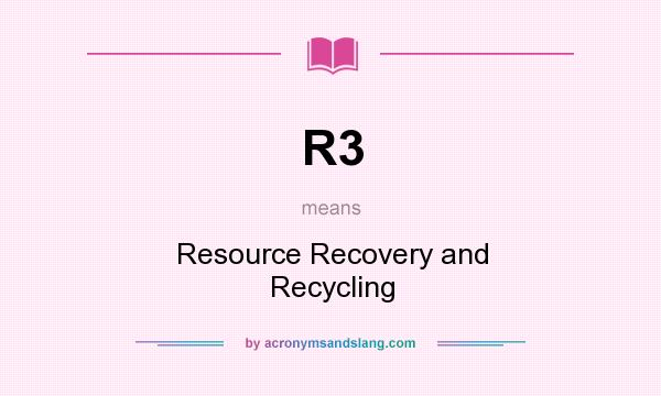 What does R3 mean? It stands for Resource Recovery and Recycling