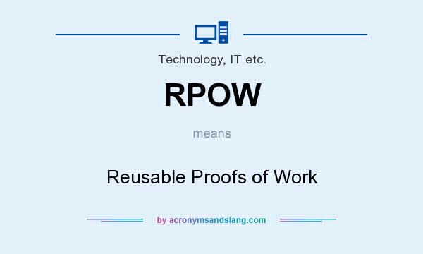 What does RPOW mean? It stands for Reusable Proofs of Work