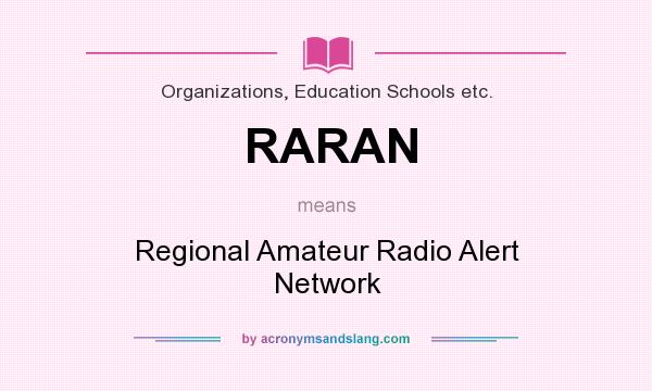 What does RARAN mean? It stands for Regional Amateur Radio Alert Network