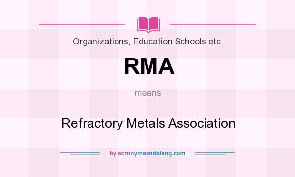 What does RMA mean? It stands for Refractory Metals Association