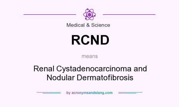What does RCND mean? It stands for Renal Cystadenocarcinoma and Nodular Dermatofibrosis