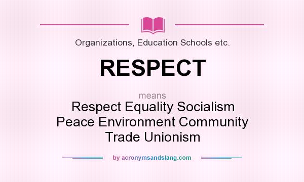 What does RESPECT mean? It stands for Respect Equality Socialism Peace Environment Community Trade Unionism