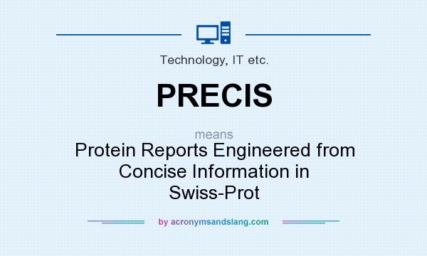 What does PRECIS mean? It stands for Protein Reports Engineered from Concise Information in Swiss-Prot