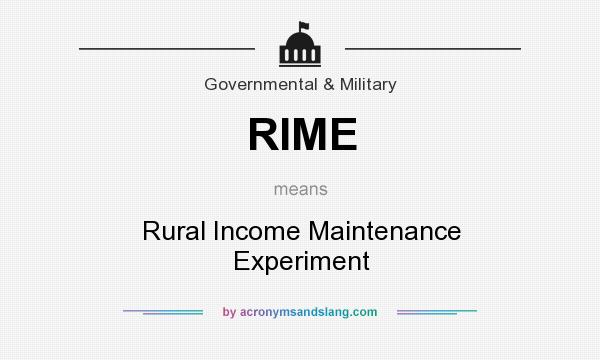 What does RIME mean? It stands for Rural Income Maintenance Experiment