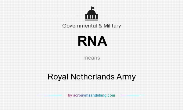 What does RNA mean? It stands for Royal Netherlands Army