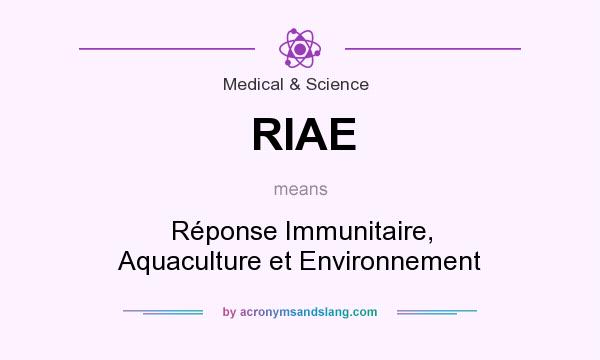 What does RIAE mean? It stands for Réponse Immunitaire, Aquaculture et Environnement