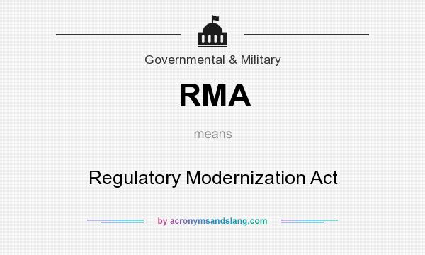 What does RMA mean? It stands for Regulatory Modernization Act