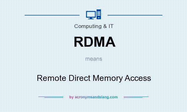 What does RDMA mean? It stands for Remote Direct Memory Access