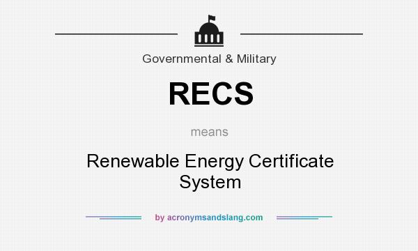 What does RECS mean? It stands for Renewable Energy Certificate System