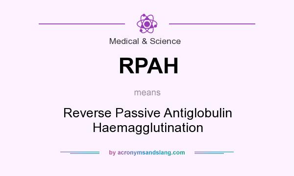 What does RPAH mean? It stands for Reverse Passive Antiglobulin Haemagglutination