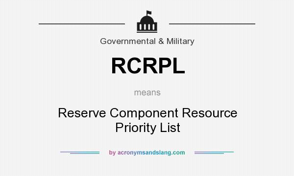 What does RCRPL mean? It stands for Reserve Component Resource Priority List