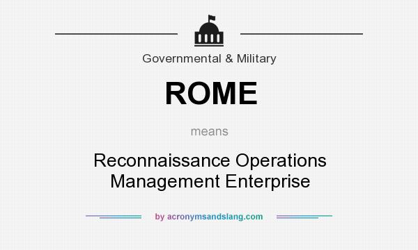What does ROME mean? It stands for Reconnaissance Operations Management Enterprise