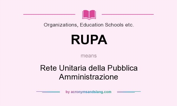 What does RUPA mean? It stands for Rete Unitaria della Pubblica Amministrazione