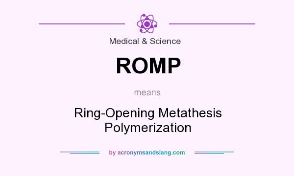 What does ROMP mean? It stands for Ring-Opening Metathesis Polymerization