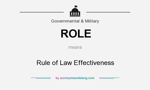 What does ROLE mean? It stands for Rule of Law Effectiveness