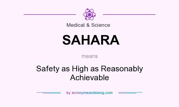 What does SAHARA mean? It stands for Safety as High as Reasonably Achievable
