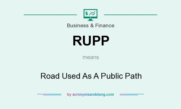 What does RUPP mean? It stands for Road Used As A Public Path