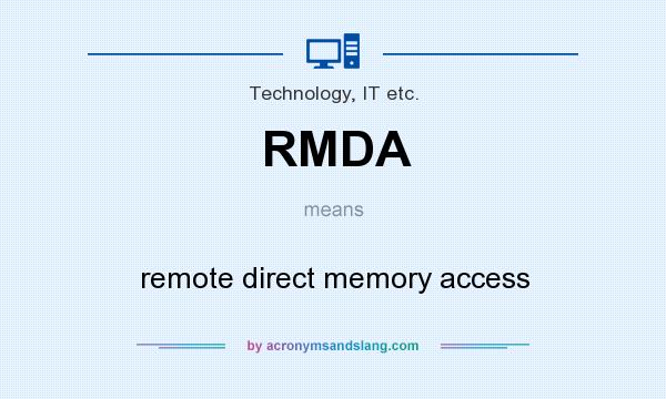 What does RMDA mean? It stands for remote direct memory access