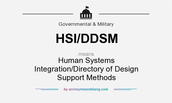 What does HSI/DDSM mean? It stands for Human Systems Integration/Directory of Design Support Methods