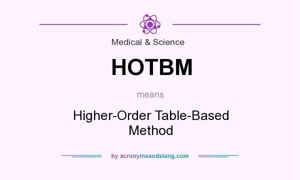 What does HOTBM mean? It stands for Higher-Order Table-Based Method