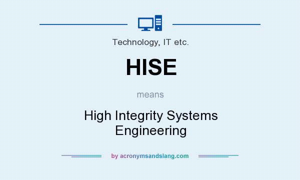 What does HISE mean? It stands for High Integrity Systems Engineering