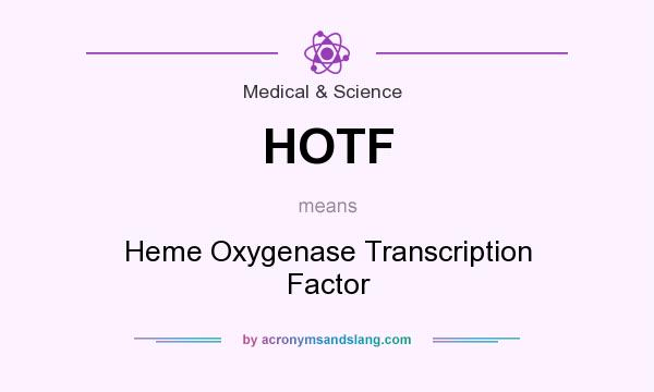 What does HOTF mean? It stands for Heme Oxygenase Transcription Factor