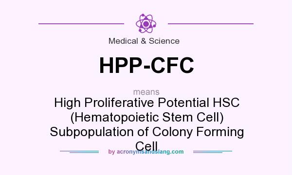 What does HPP-CFC mean? It stands for High Proliferative Potential HSC (Hematopoietic Stem Cell) Subpopulation of Colony Forming Cell