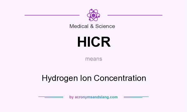 What does HICR mean? It stands for Hydrogen Ion Concentration
