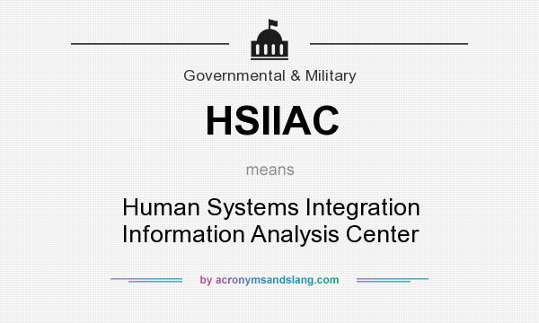 What does HSIIAC mean? It stands for Human Systems Integration Information Analysis Center