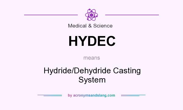 What does HYDEC mean? It stands for Hydride/Dehydride Casting System