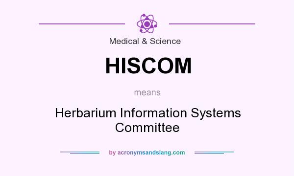 What does HISCOM mean? It stands for Herbarium Information Systems Committee