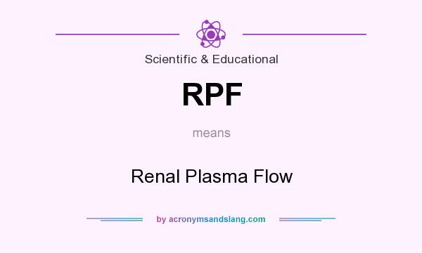 What does RPF mean? It stands for Renal Plasma Flow