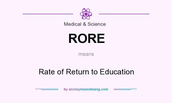 What does RORE mean? It stands for Rate of Return to Education