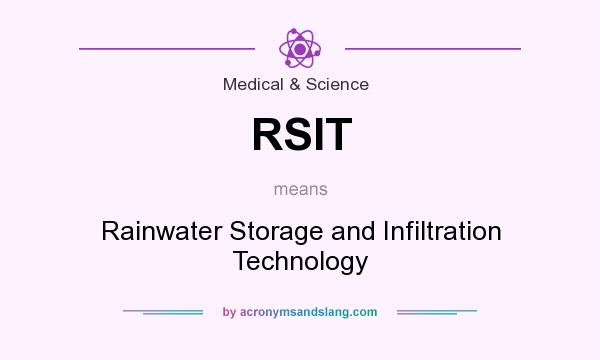 What does RSIT mean? It stands for Rainwater Storage and Infiltration Technology