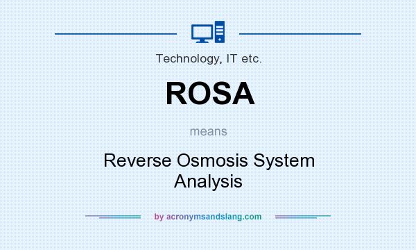 What does ROSA mean? It stands for Reverse Osmosis System Analysis