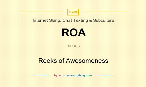 What does ROA mean? It stands for Reeks of Awesomeness