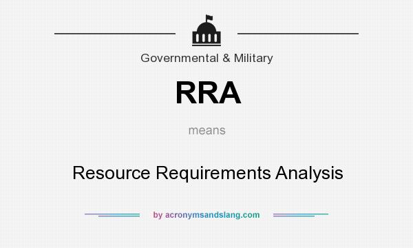 What does RRA mean? It stands for Resource Requirements Analysis