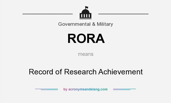 What does RORA mean? It stands for Record of Research Achievement